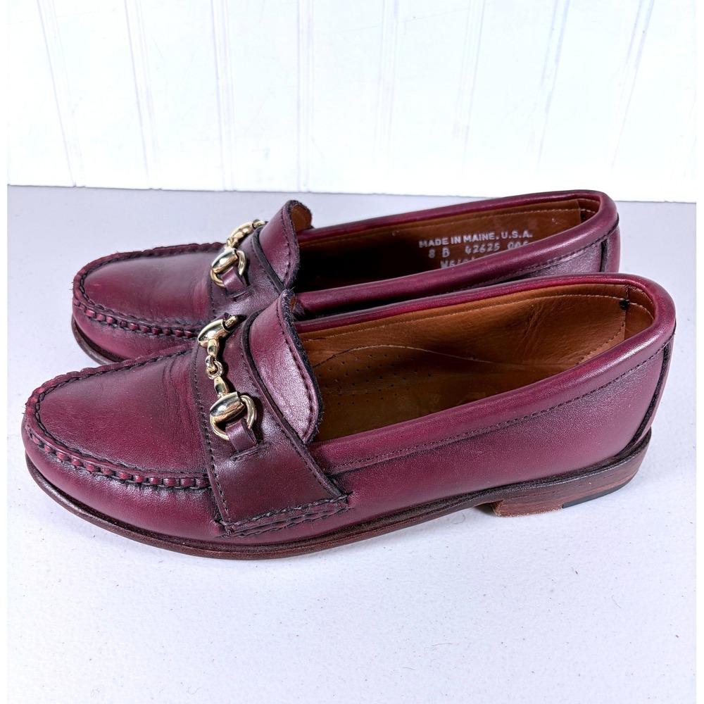 Rancourt & Co Burgundy Leather Horsebit Loafers Made In Maine USA 8B